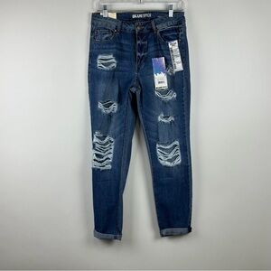 Blue Spice Women's Medium Wash Ankle Mom Jean